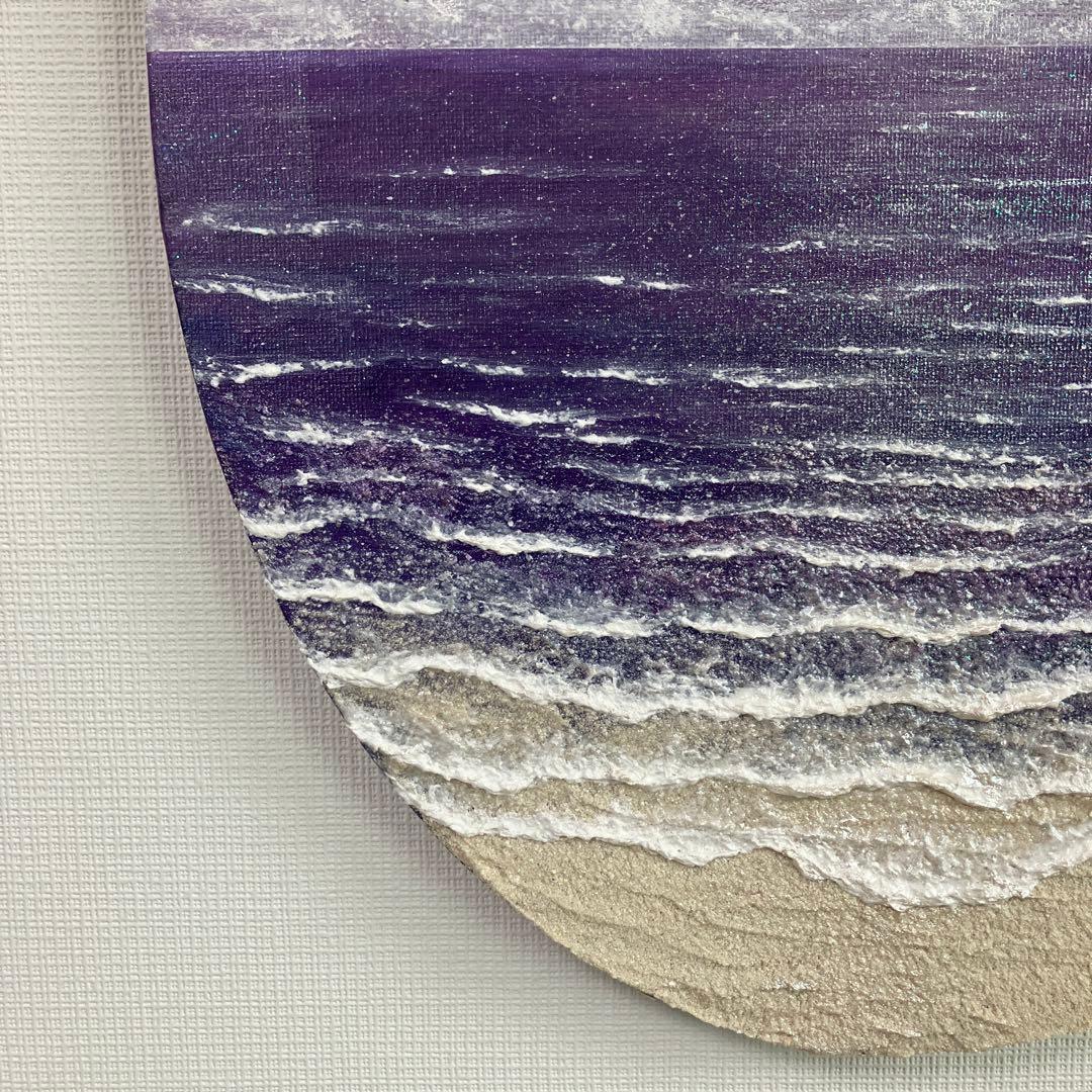 絵画　アクリル画　原画　星降る月夜に願う　海　星月夜　テクスチャーアート　S.I