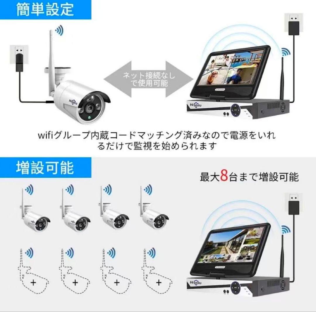 動作確認 Hiseeu ワイヤレス防犯カメラシステム カメラ4台
