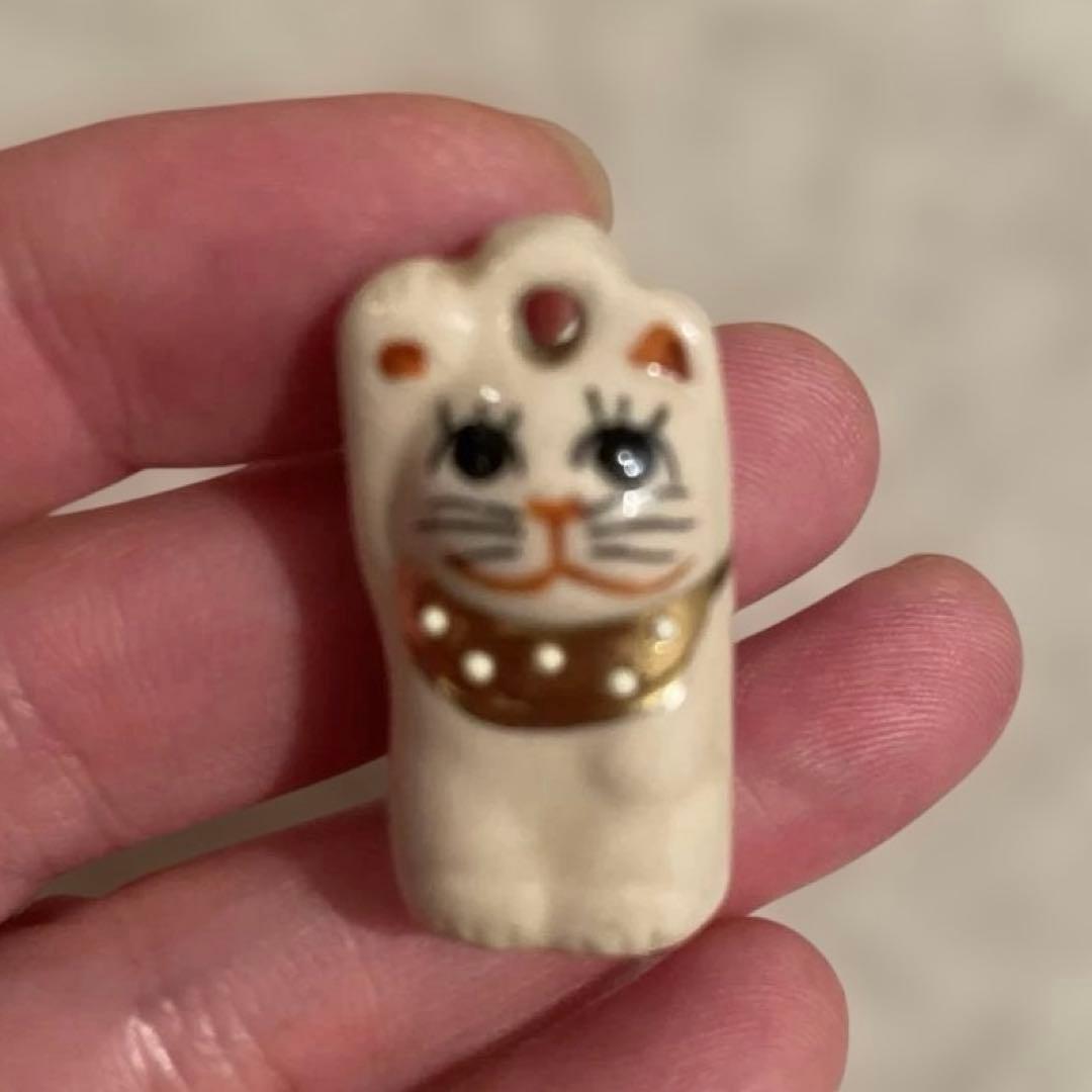 最終価格 ☆ 陶器製 九谷焼 招き猫 チャーム セット 幸運 金運