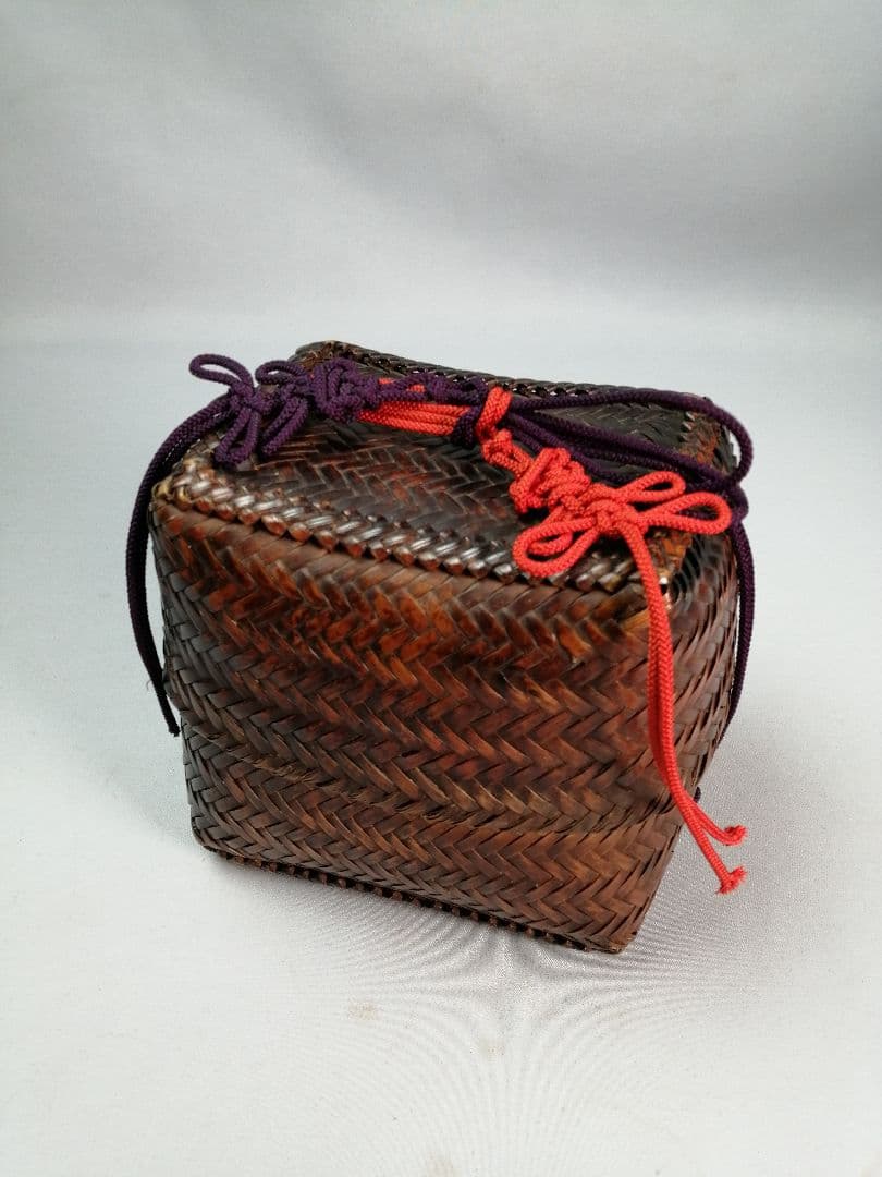 【茶道具】時代籠茶箱 茶道具セット付属　茶箱149