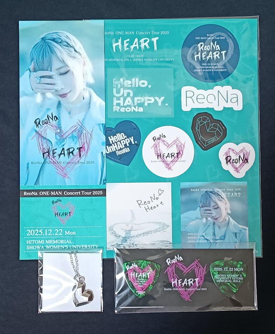 ReoNa♪HEART♪ネックレス♪ピック♪ステッカー♪ピクチケ風♪昭和女子大学