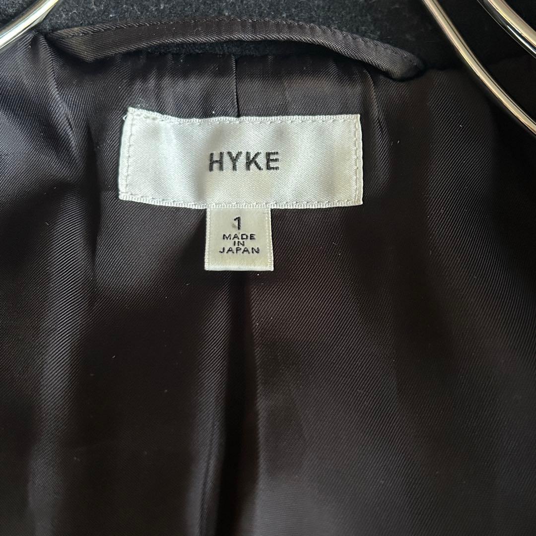 HYKE メルトンウール 比翼チェスターコート ブラック サイズ1