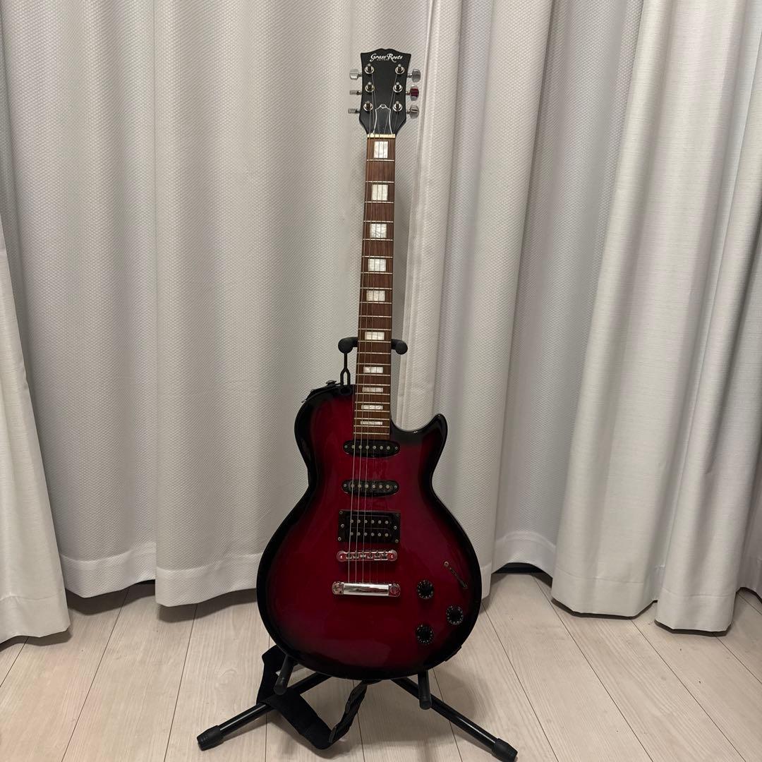 レッドエレキギター ハムバッカー搭載 22フレット