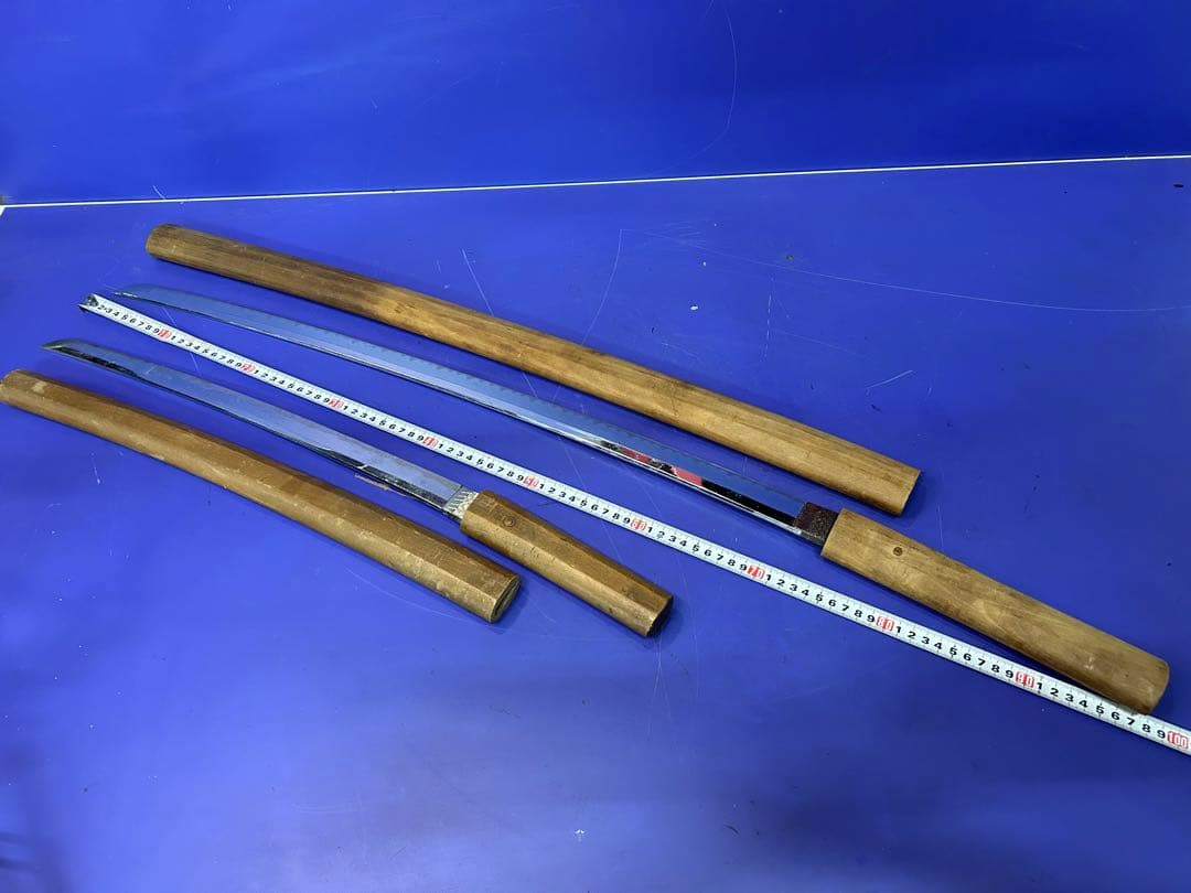 T）当時物 日本刀 拵入り 太刀 脇差 白鞘 2本セット 美術刀剣 模造刀