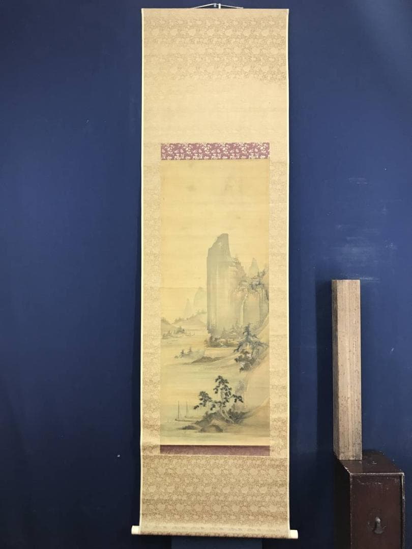 作者不明/楼閣山水図/山水図/古画/掛軸/名家伝来/AD-286