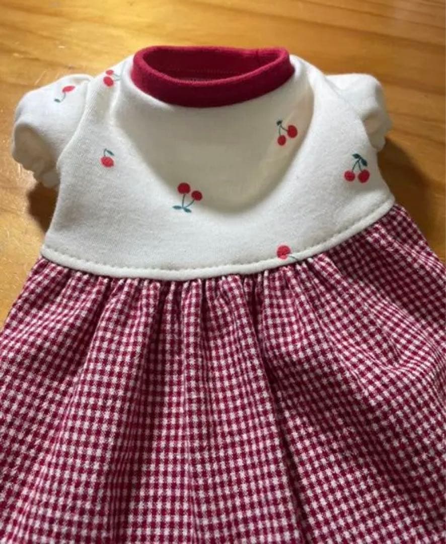 ハンドメイド犬服　さくらんぼのパフスリーブワンピ　★new