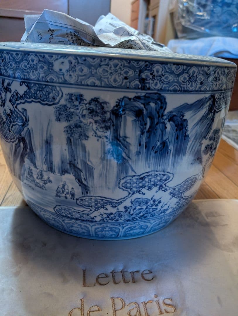 時代物古伊万里火鉢青白磁火鉢 約30cm