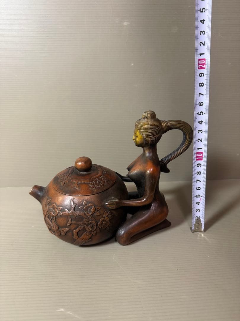 2856 中国骨董　大清乾隆銘　純銅製　聖女　急須　時代物