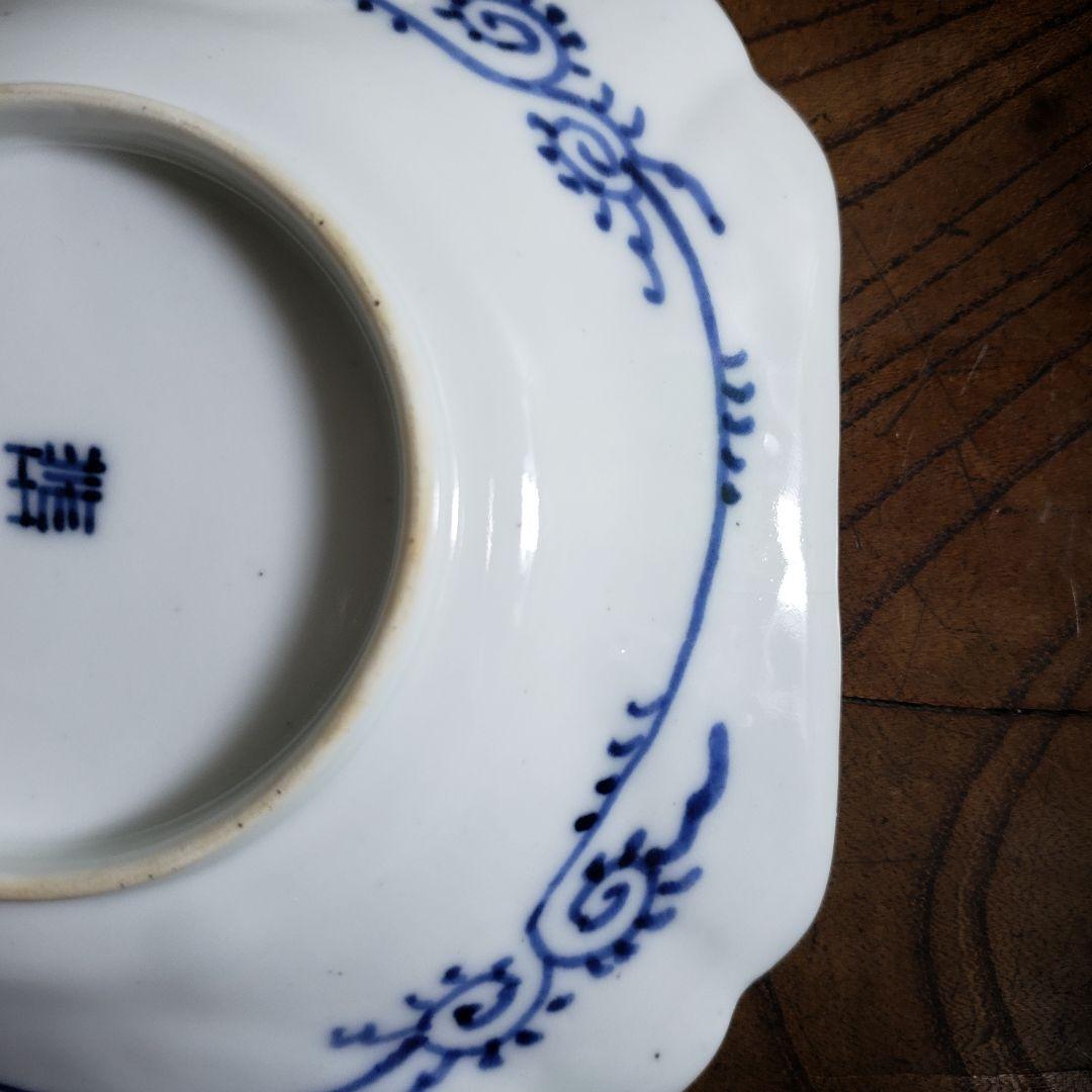 染付角皿　古伊万里　薄造　山水文様　牡丹文　唐草文　七宝繋文　江戸　明治　訳あり