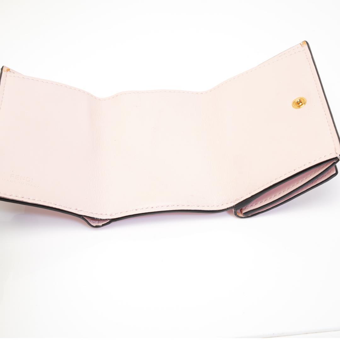 フェンディ モンスター 三つ折り 財布 ピンク コンパクト ウォレット
