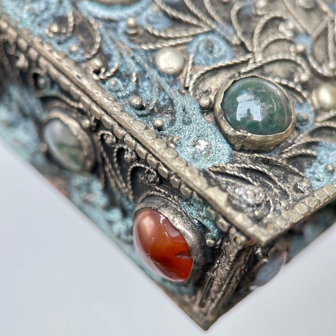 A019希少骨董外国製宝箱アンティーク高4cm幅15cm奥行10㎝現状品のみ