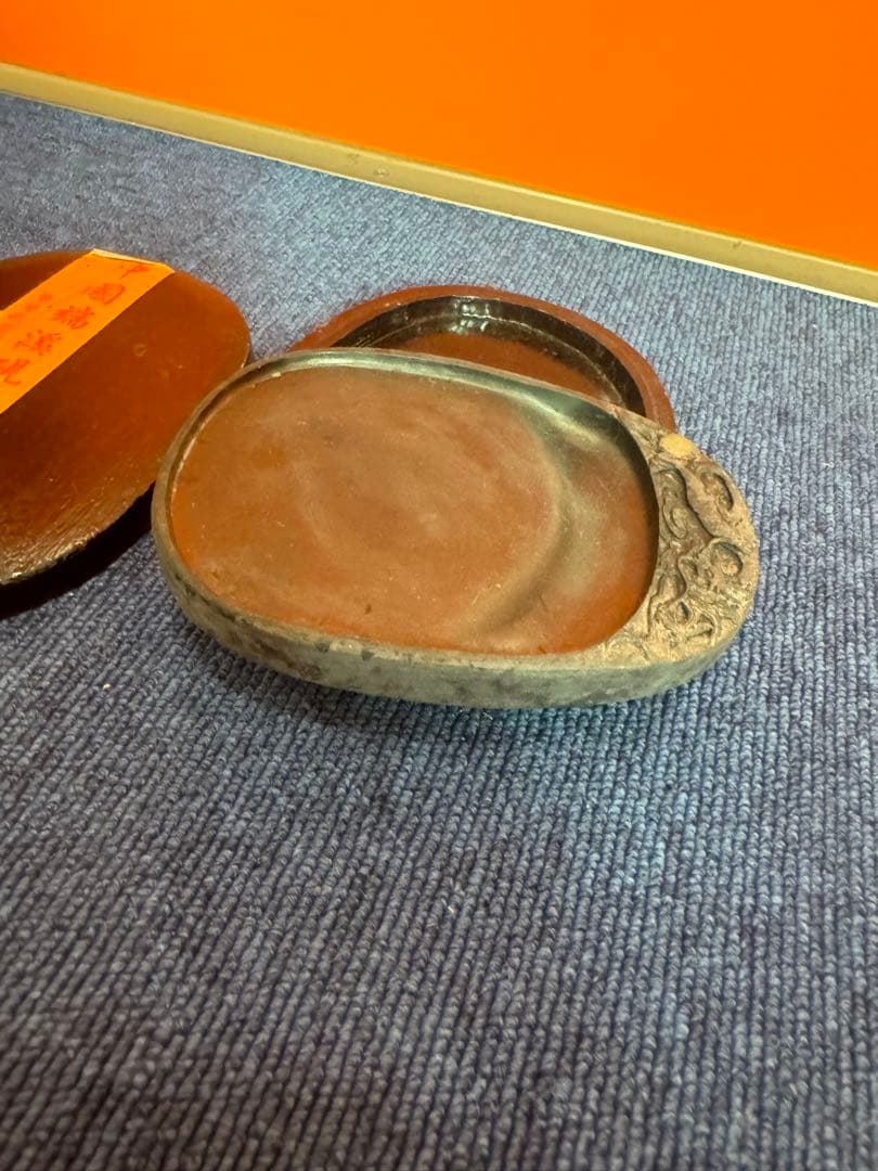 2049 中国　端渓硯　石眼　端州石硯　石眼 雲龍彫刻