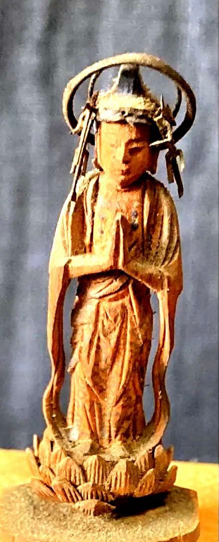 小さな　小さな合掌木彫り仏　極小木彫り仏　江戸時代