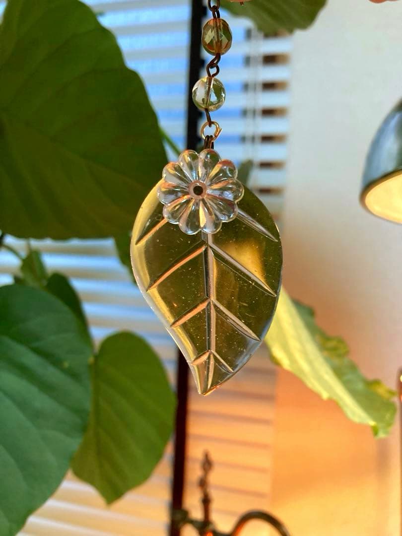 （専用）シャンデリアパーツ　ピンクウランとウランリーフ1880年　フランス