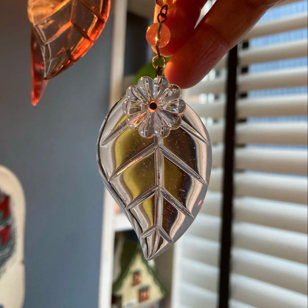 （専用）シャンデリアパーツ　ピンクウランとウランリーフ1880年　フランス