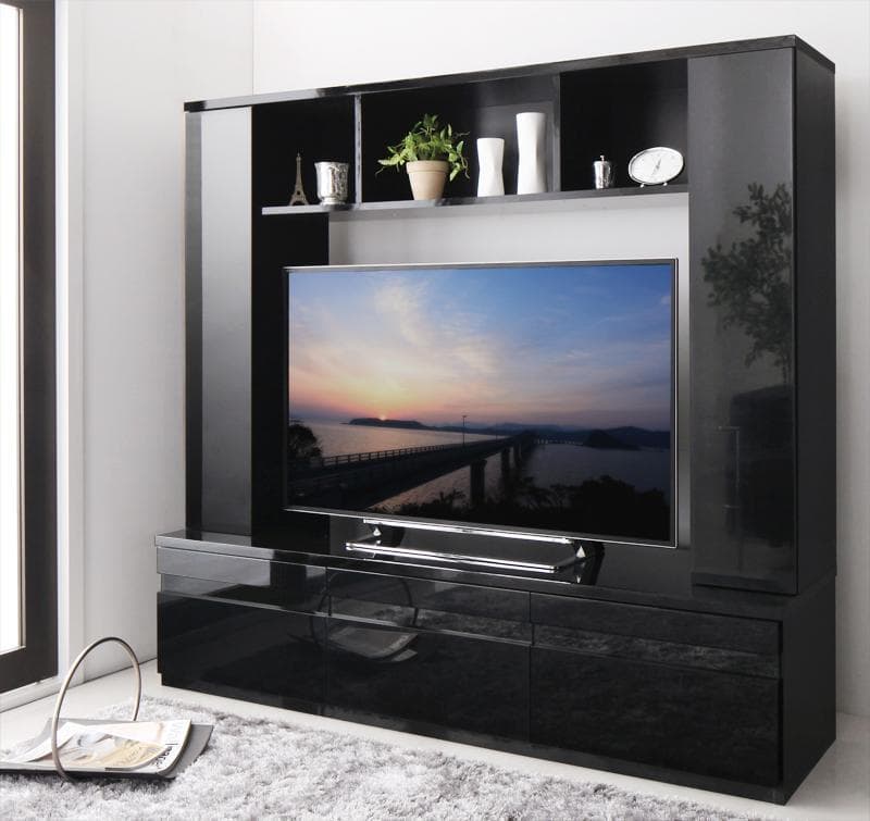 新品 送料込 鏡面仕上げハイタイプ テレビボード 大容量収納可能！
