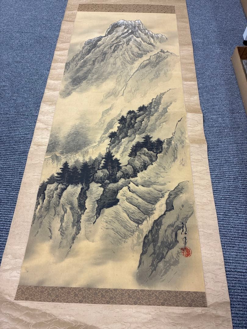 掛軸　白雲筆　山水図　紙本淡彩　肉筆作品　縦200cm×横62cm