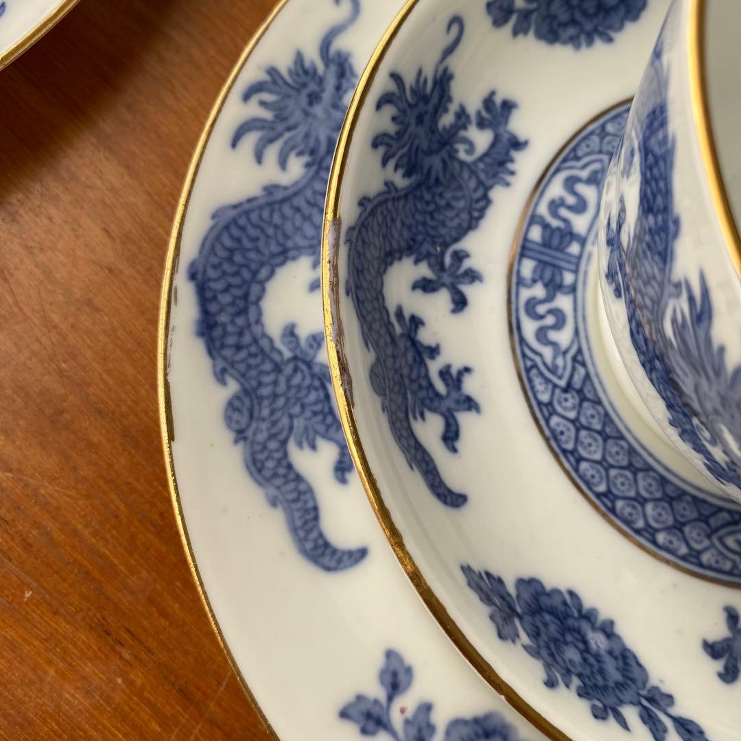 希少　ハマースレイ ブルードラゴン　カップ　ソーサー　プレート　ティーセット