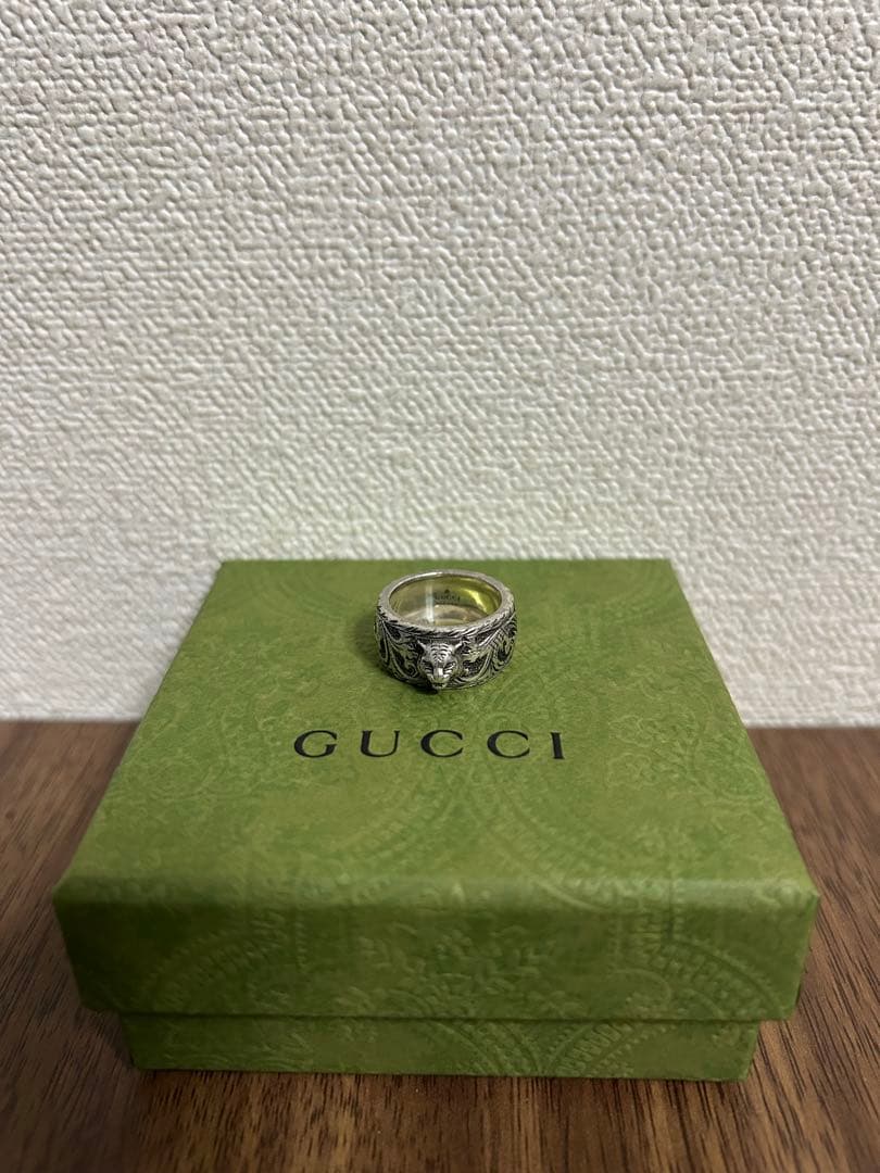 【年末セール】グッチ キャットヘッド アラベスク リング シルバー925 12号
