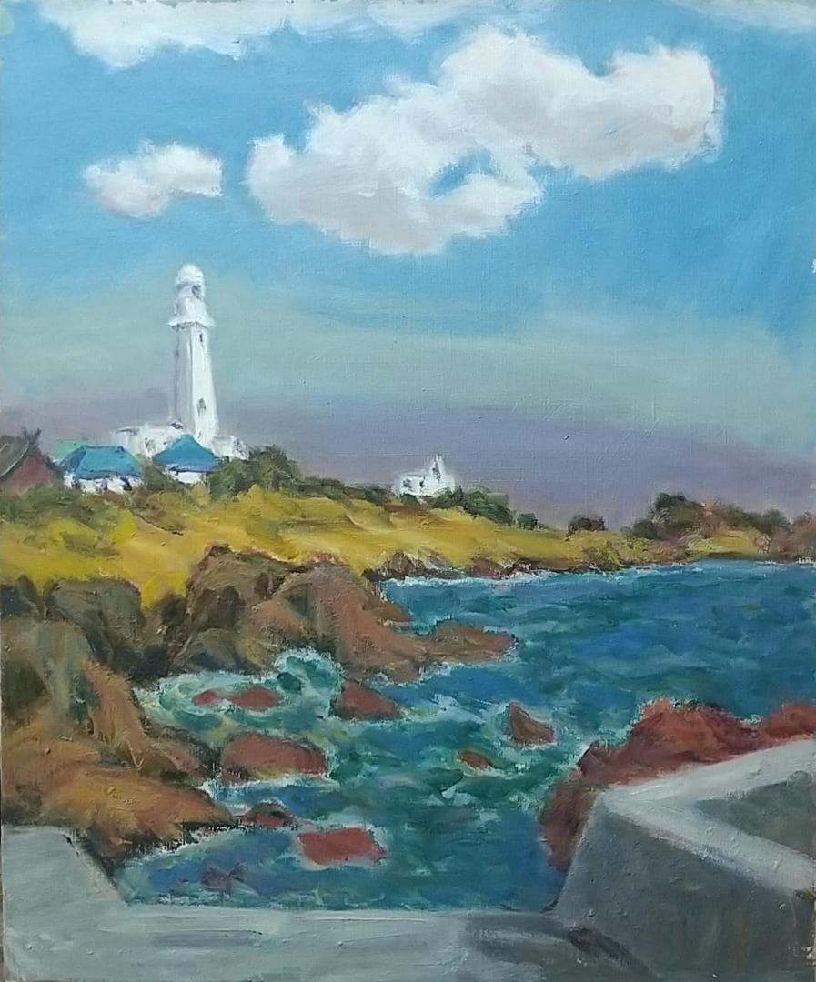 F8「雲流れる房州白浜」 絵画 油絵 油彩画 風景画 アート