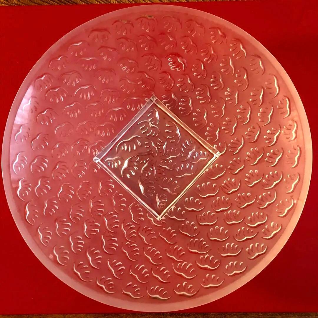 LALIQUE クリスタル 大型サービングプレート 葉/羽根 モチーフ30 cm