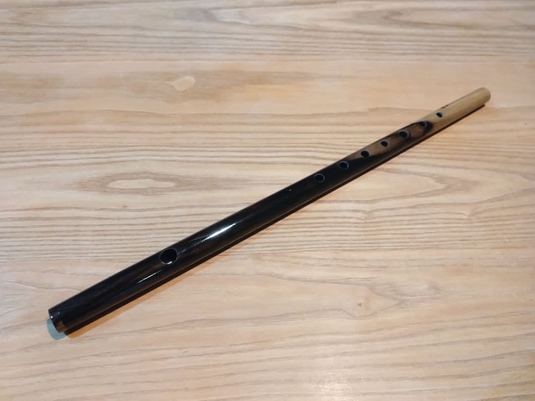 【ハンドメイド品】黒柿　笛　横笛　和楽器　6本調子　ドレミ調　一点物　未使用品②