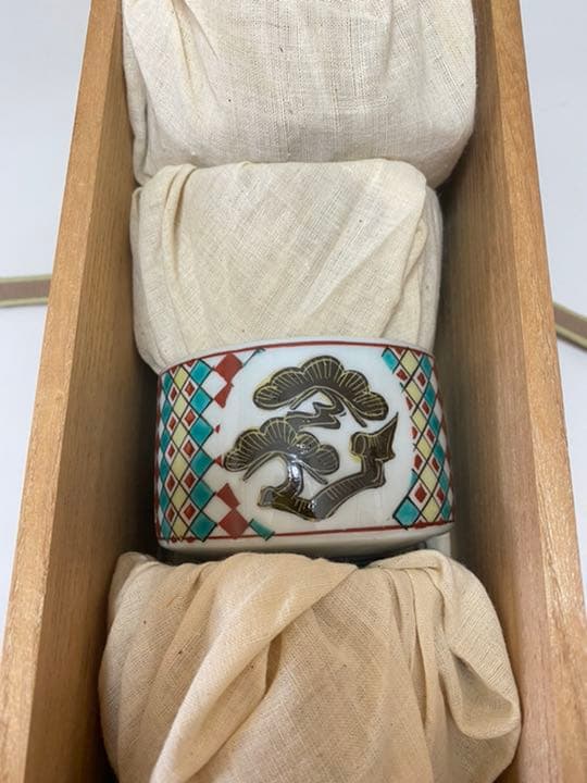 北出塔次郎　松竹梅　湯呑み 5客　九谷焼　汲出茶碗