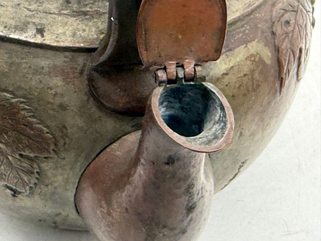 時代　銅製　水注　平寿堂製　鎚起葡萄紋　約2kg 茶道具　送料込み251219