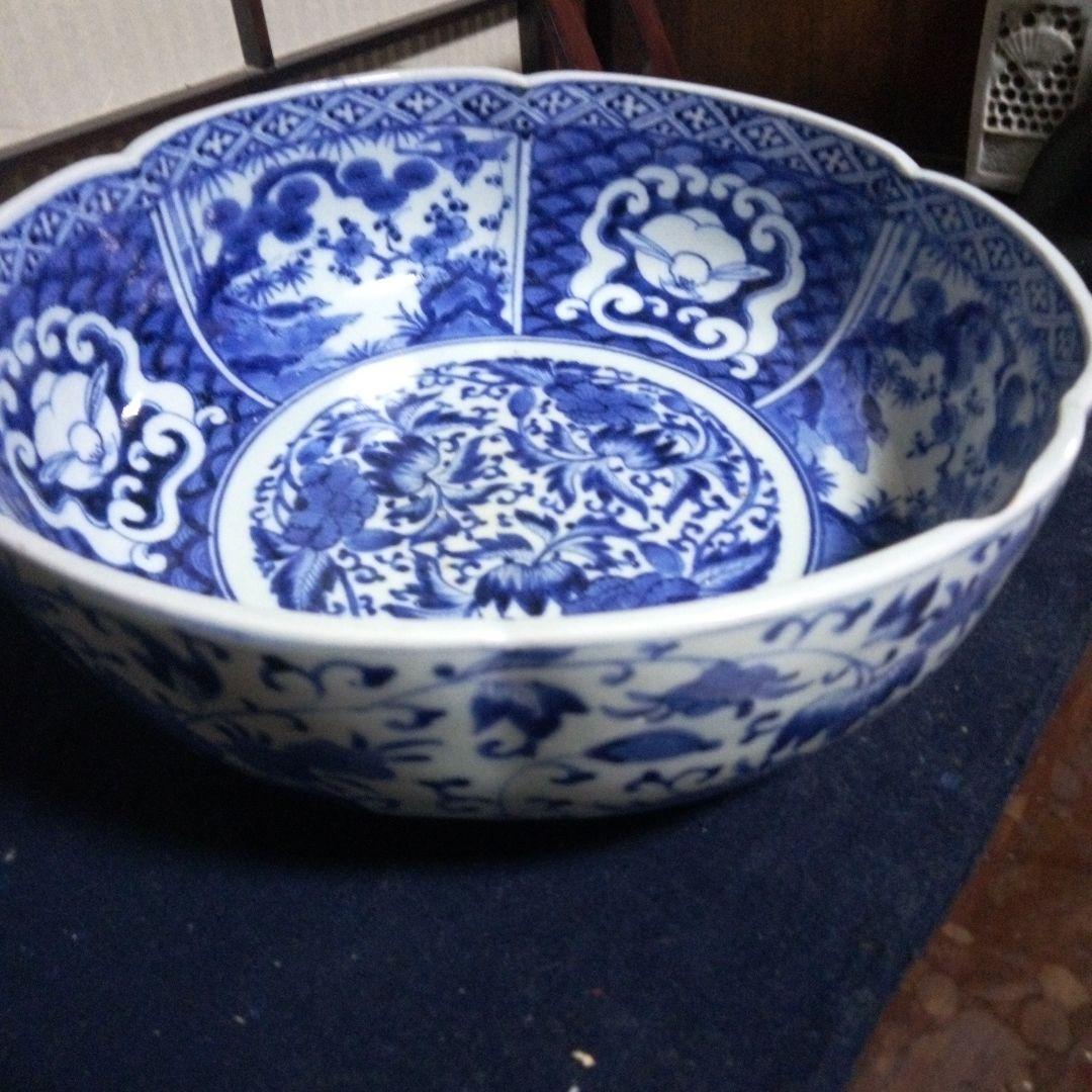 古伊万里　花唐草　うさぎ　大鉢