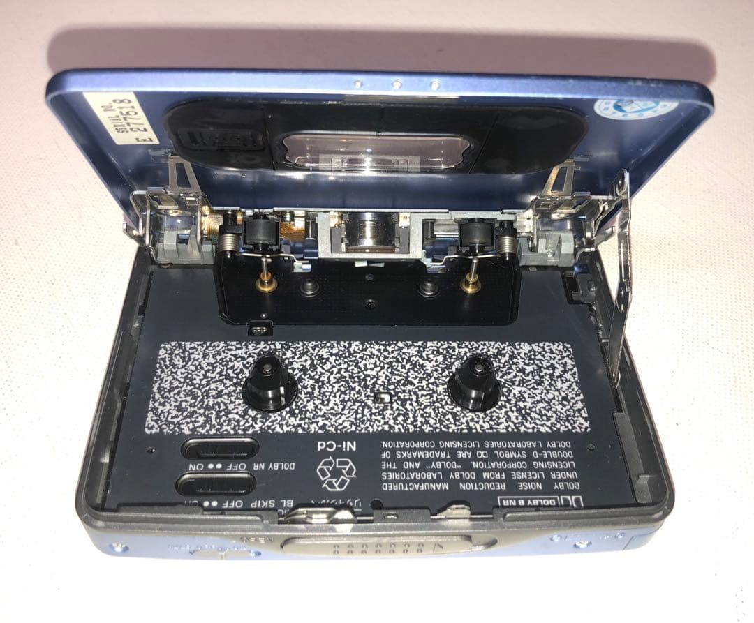 '80味聴き電ボ付WM-EX511 SONYブルーカセットウォークマン可動品E