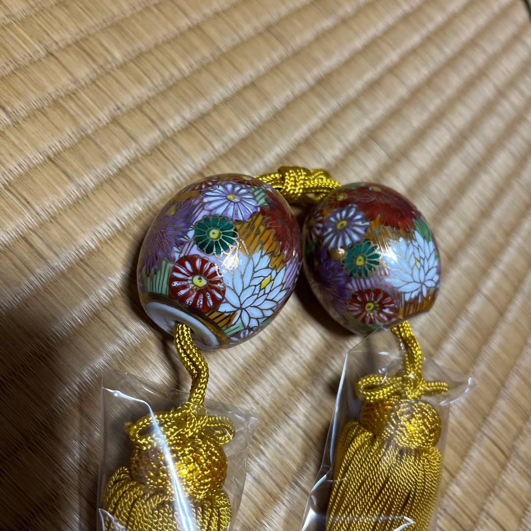 九谷　花詰　玉子　掛け軸　九谷焼　風鎮