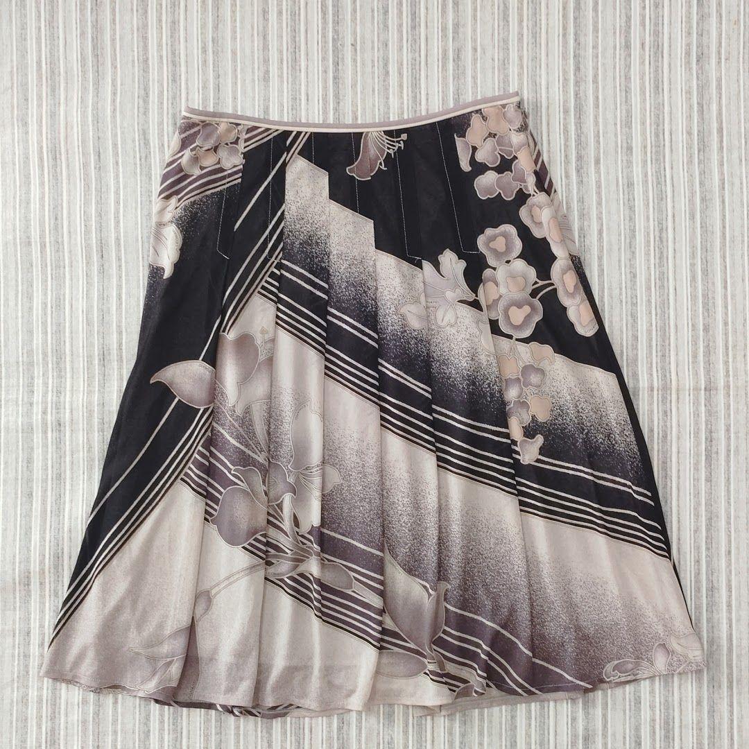 ★極美品★LEONARD/レオナール＊総柄＊カンカン素材＊スカート＊70/L相当