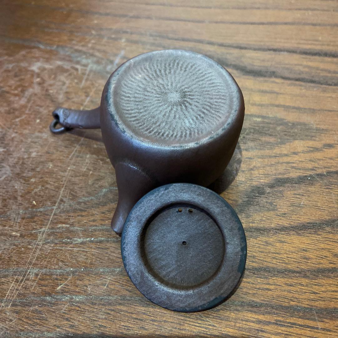 庄造作萬古焼朱泥金彩色絵草花文急須 煎茶道具