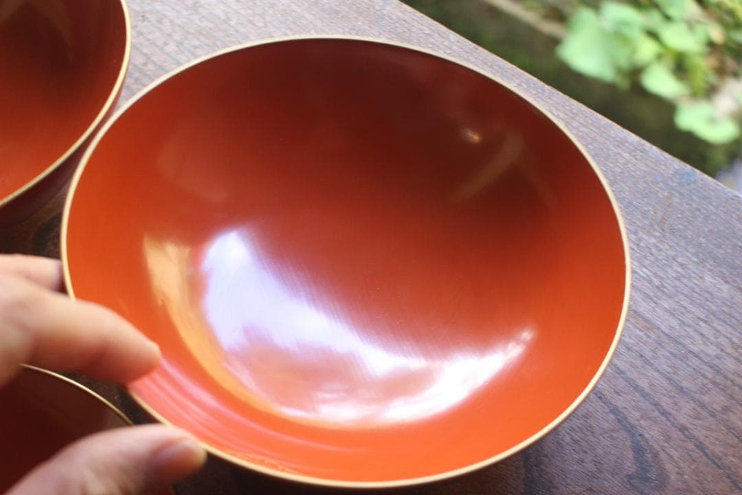 時代逸品！上質朱漆に極上花文沈金の大椀2点（検漆器輪島塗沈金椀雑煮椀