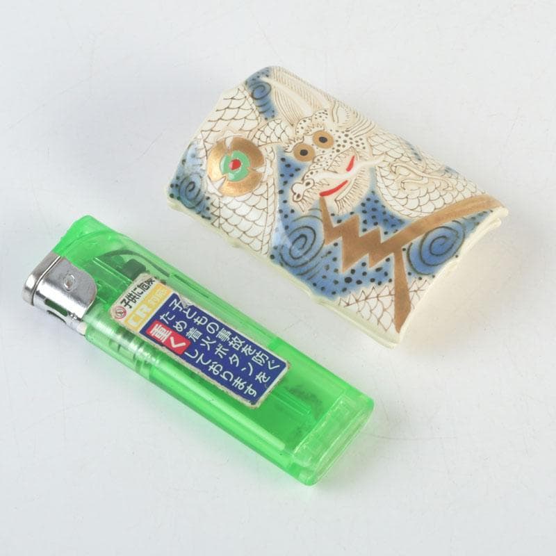 茶道具　萬古焼　加賀瑞山造　干支絵　辰　凧香合　共箱　V　9658