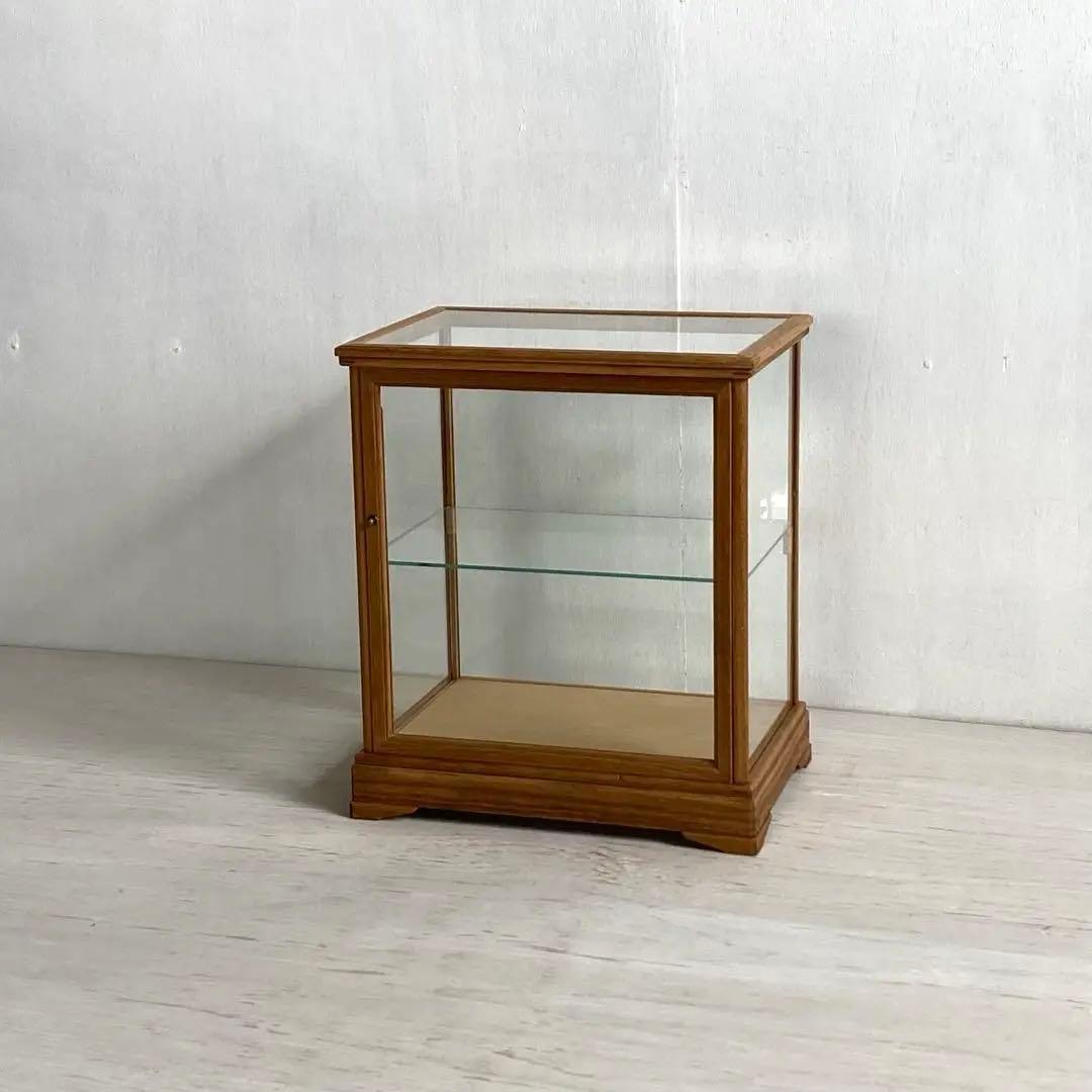 g300 古い木製 ガラスケース 2段 卓上 ショーケース 展示ケース 小物入れ
