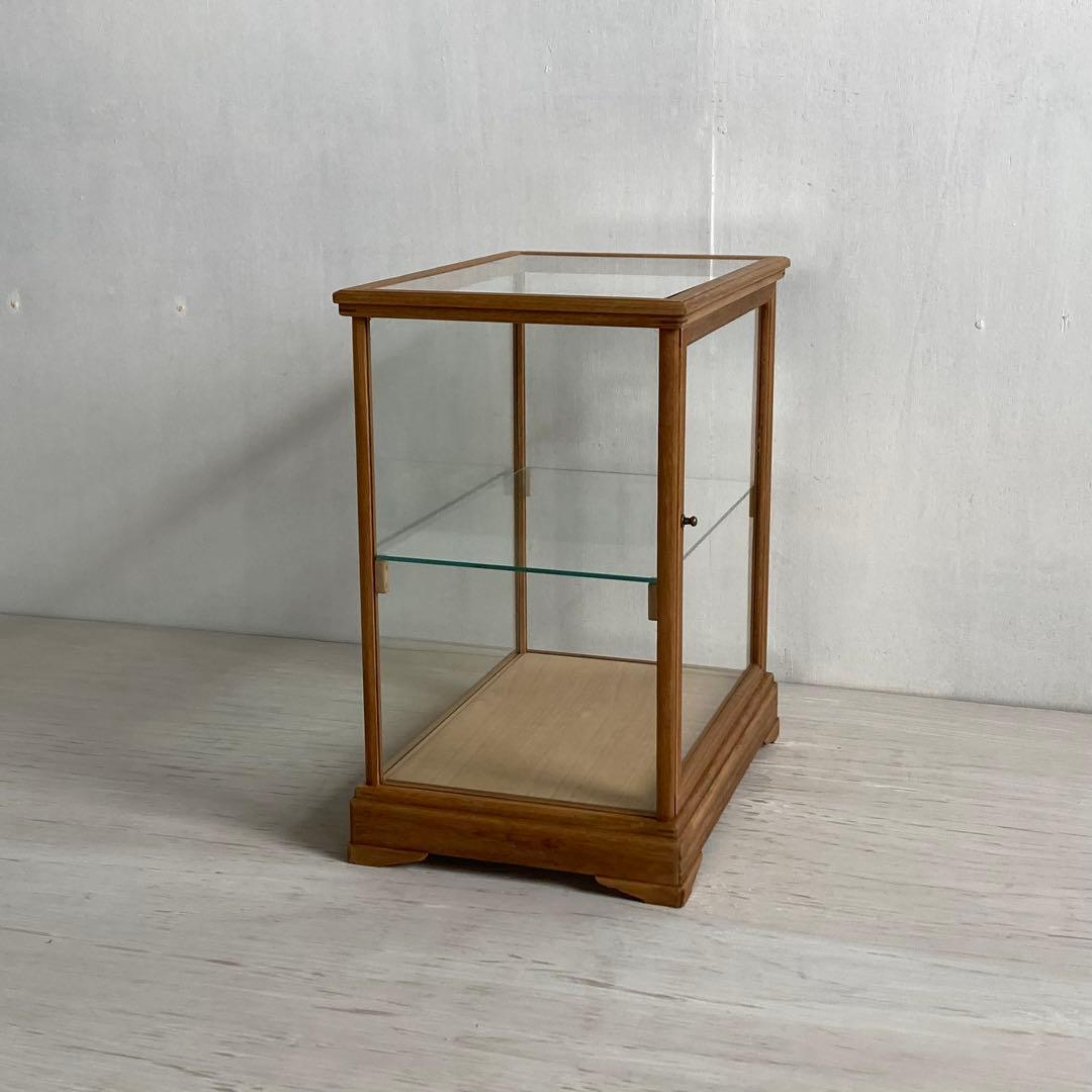 g300 古い木製 ガラスケース 2段 卓上 ショーケース 展示ケース 小物入れ