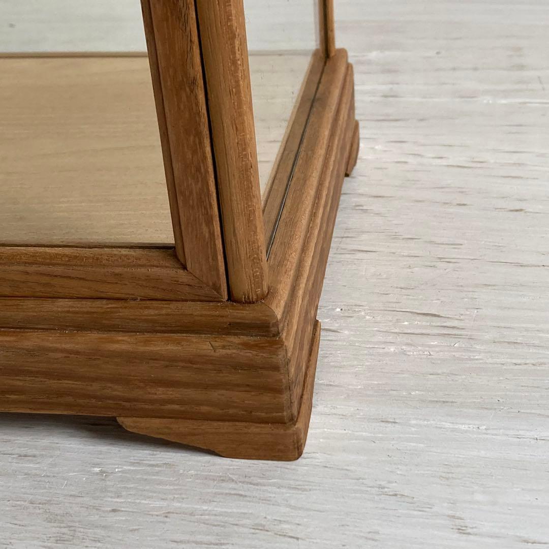 g300 古い木製 ガラスケース 2段 卓上 ショーケース 展示ケース 小物入れ