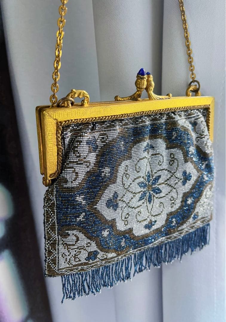 メタルビーズバッグ　パーティーバッグ　フリンジ　美品　アンティーク　ヴィンテージ