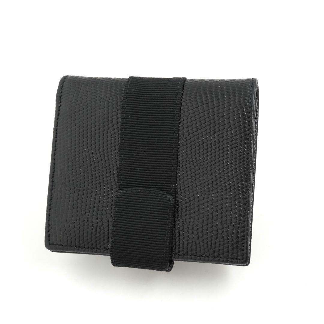 ✨未使用に近い✨　Ferragamo ミニ財布　リザード　ヴァラリボン　二つ折り