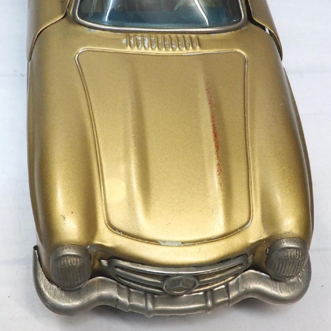 バンダイ メルセデスベンツ300SLリペイント金リモコン欠tinブリキcar箱無