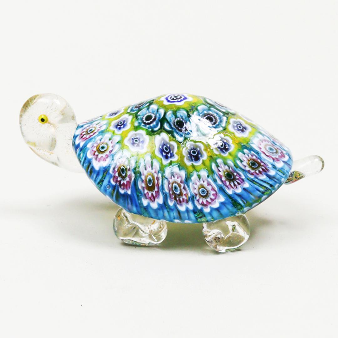 ベネチアンガラス Murano Glass ミルフィオリ カメ ペーパーウエイト