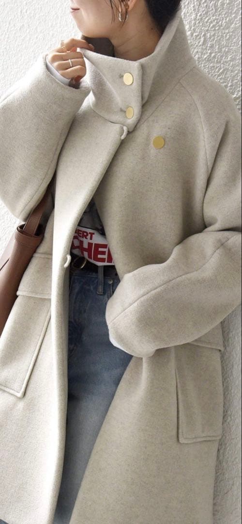 新品　SHIPS any: カシミヤ ミックス スタンドカラー ミドル コート