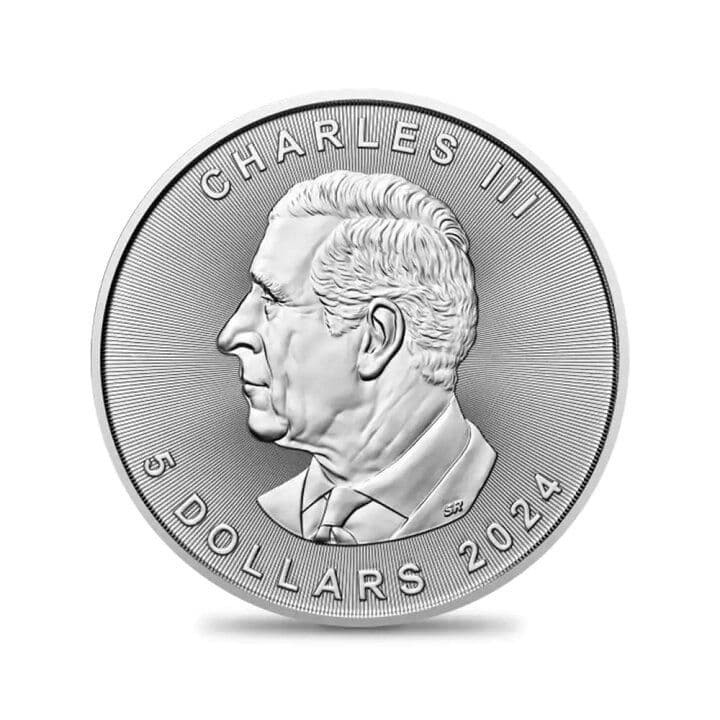 カナダメープルリーフ銀貨　5ドル銀貨　チャールズ3世　純銀　高騰