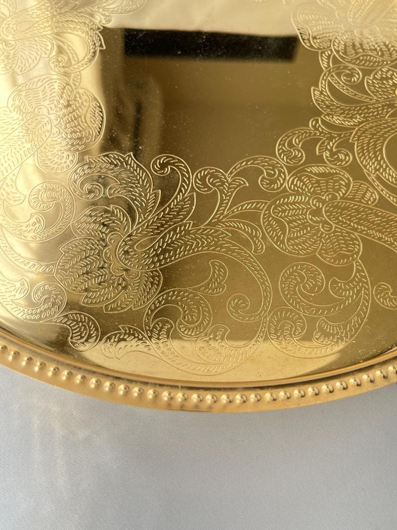 【スウェーデン】ハンドル付きギャラリートレー 31cm 【ゴールドプレート】