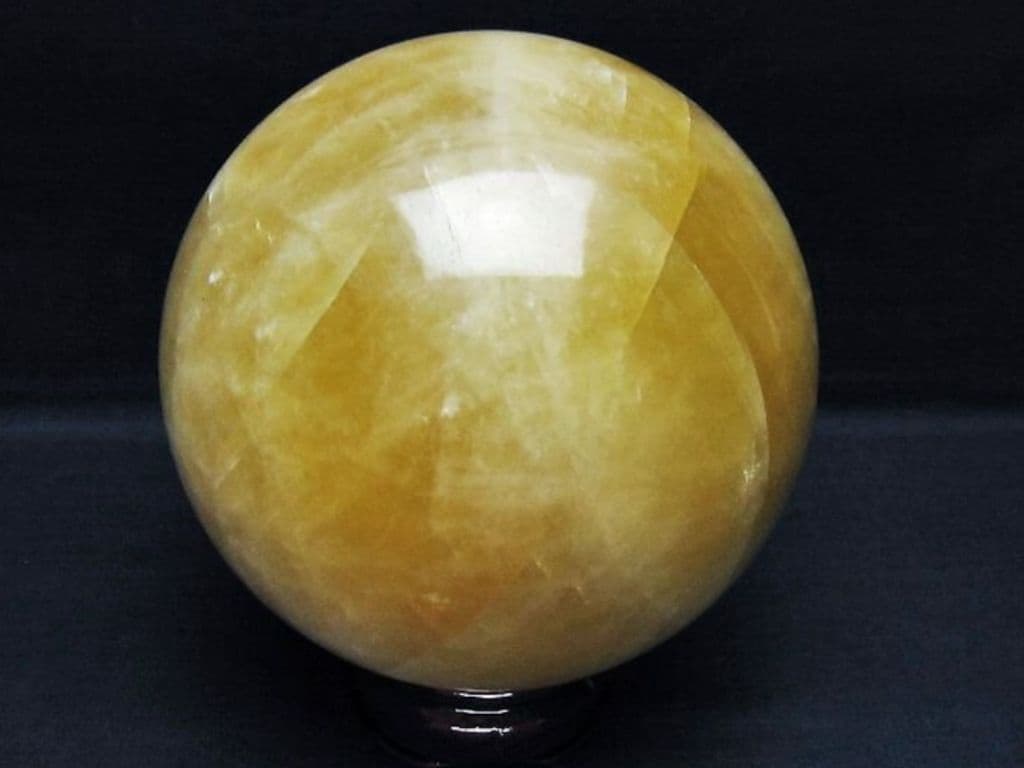 【割引大特価】ハニーカルサイト　丸玉　スフィア2.6Kg　木製台座付き　②