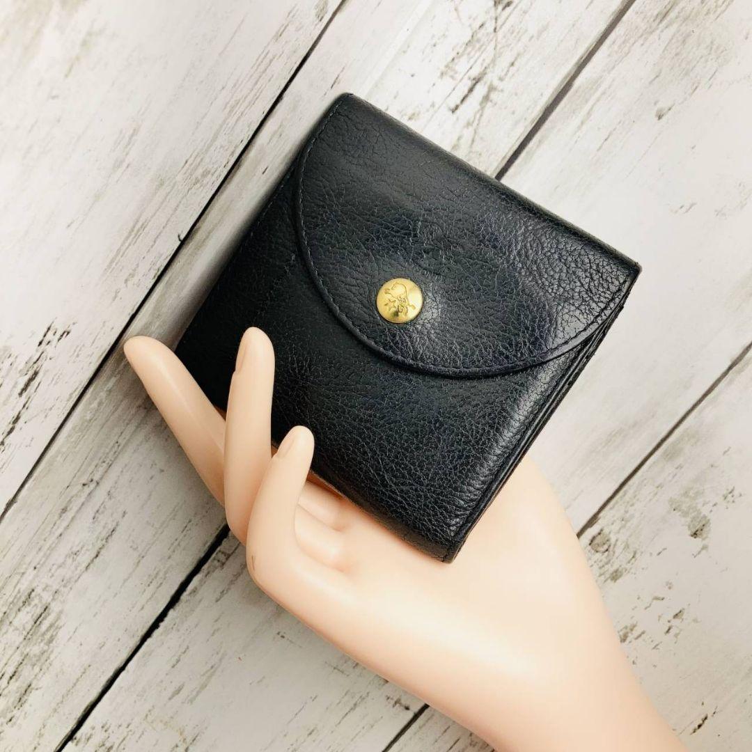 パンガシウスさま専用【高級感漂う黒の本革】二つ折り財布　バイソン刻印　ミニマル