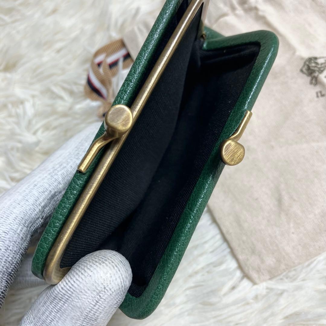 【未使用級】イルビゾンテ＊がま口 ケース レザーグリーン