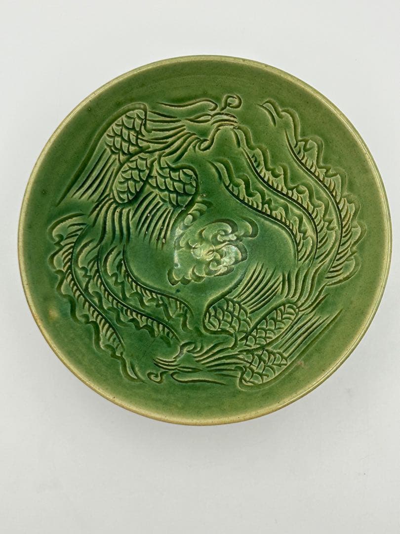 ★0030宋時代　吉州窯 緑釉鳳紋碗 磁器 ★天目茶碗 茶道具 茶器 唐物