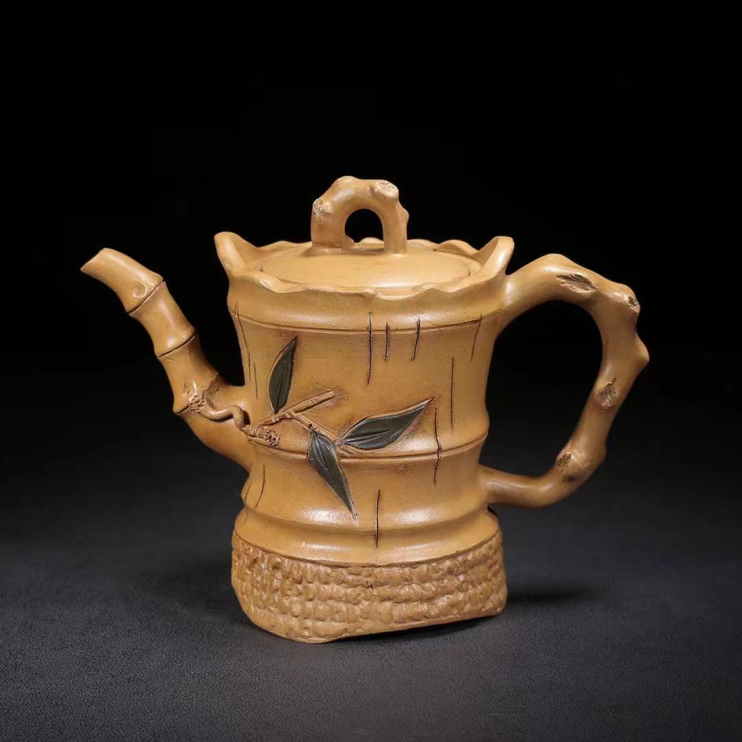 中国古美術・原鉱段泥 高風亮節壺 底款:陳鳴遠  紫砂壺・急須・茶壺・茶道具